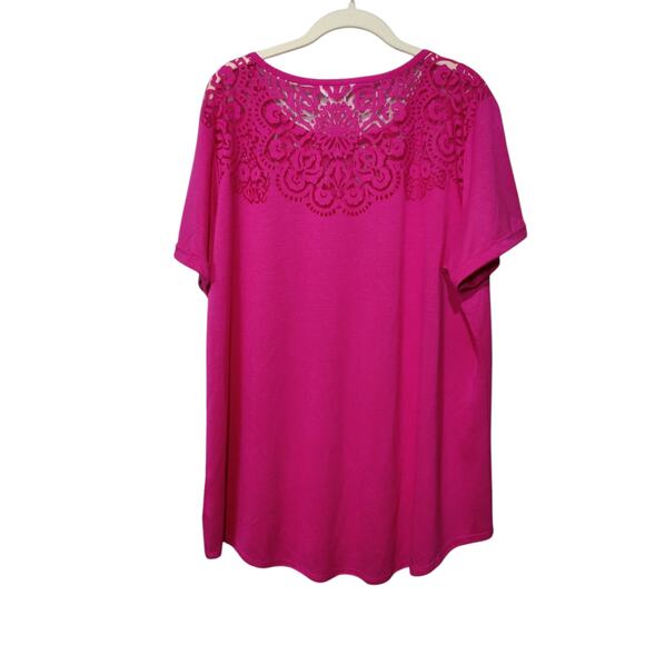 Wonder Women's Sz XXL Bright Pink Short Sleeve T Shirt Burnout Detail Soft - Picture 5 of 5